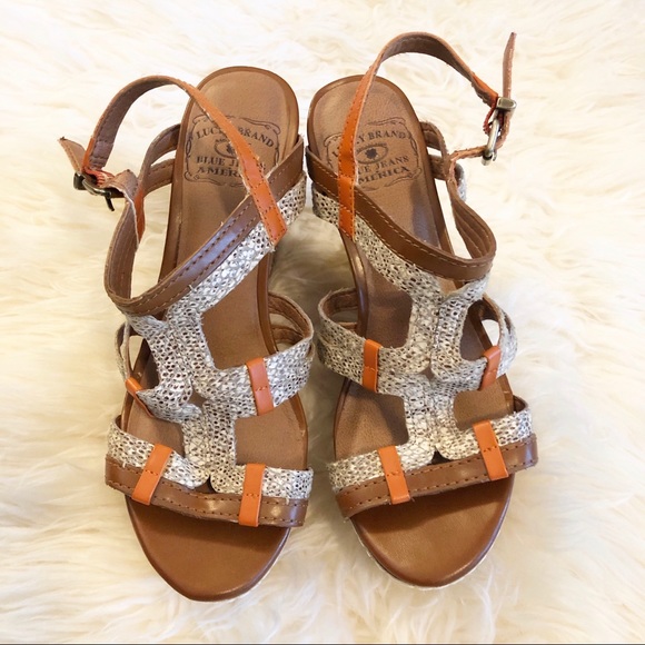 Lucky Brand Strappy Wedge Heels Size 6 - Picture 3 of 7